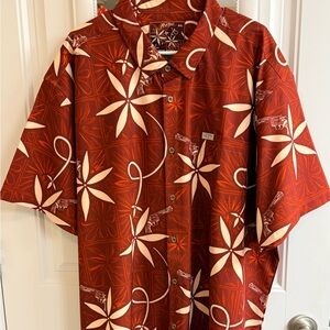Retro Rifle 3XL button down shirt. The King. Maroon and Cream Floral Men's Shirt